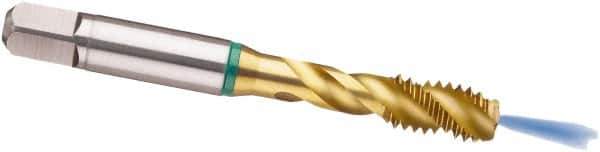 Guhring - M8x1.25 Metric, 3 Flute, TiN Finish, Cobalt Spiral Point Tap - Modified Bottoming Chamfer, Right Hand Thread, 2.72" OAL, 6H Class of Fit, Series 4126 - Exact Industrial Supply