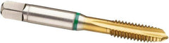 Guhring - 1/2-13 UNC, 4 Flute, TiN Finish, Cobalt Spiral Point Tap - Plug Chamfer, Right Hand Thread, 3.381" OAL, Series 3982 - Exact Industrial Supply