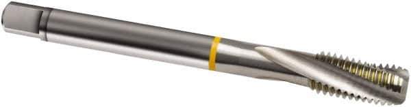 Guhring - M4x0.50 Metric Fine 3 Flute 6H Modified Bottoming Spiral Flute Tap - Cobalt, Bright Finish, 63mm OAL, Right Hand Flute, Right Hand Thread, D3/D4, Series 833 - Exact Industrial Supply