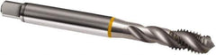 Guhring - M3.5x0.60 Metric 3 Flute 6H Modified Bottoming Spiral Flute Tap - Cobalt, Bright Finish, 56mm OAL, Right Hand Flute, Right Hand Thread, D3/D4, Series 810 - Exact Industrial Supply