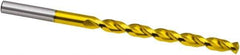 Guhring - 9.5mm, 130° Point, Parabolic Flute, High Speed Steel Taper Length Drill Bit - TiN Finish, 115mm Flute Length, 175mm OAL, Series 668 - USA Tool & Supply