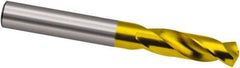 Guhring - 4.25mm 130° Spiral Flute Cobalt Screw Machine Drill Bit - TiN Finish, Right Hand Cut, 22mm Flute Length, 55mm OAL, Cone Relief Point, Straight Shank - USA Tool & Supply