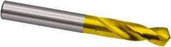 Guhring - 1/2" 118° Spiral Flute High Speed Steel Screw Machine Drill Bit - TiN Finish, Right Hand Cut, 51mm Flute Length, 102mm OAL, Cone Relief Point, Straight Shank - USA Tool & Supply