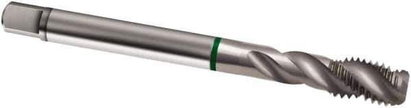 Guhring - M10x1.50 Metric 3 Flute 6H Bottoming Spiral Flute Tap - Cobalt, Bright Finish, 100mm OAL, Right Hand Flute, Right Hand Thread, D4/D5, Series 2791 - Exact Industrial Supply