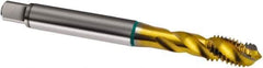 Guhring - 3/8-16 UNC 3 Flute 2B Modified Bottoming Spiral Flute Tap - Cobalt, TiN Finish, 100mm OAL, Right Hand Flute, Right Hand Thread, H5/H6, Series 1837 - Exact Industrial Supply