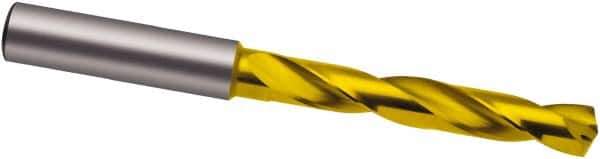 Guhring - 15mm 140° Solid Carbide Jobber Drill - TiN Finish, Right Hand Cut, Spiral Flute, 133mm OAL, SF Point - USA Tool & Supply