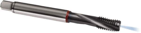 Guhring - M8x1.25 Metric 3 Flute 6HX Modified Bottoming Spiral Flute Tap - Cobalt, TiCN Finish, 90mm OAL, Right Hand Flute, Right Hand Thread, D4/D5, Series 1188 - USA Tool & Supply