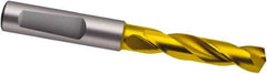 Guhring - 8.3mm 140° Spiral Flute Solid Carbide Screw Machine Drill Bit - TiN Finish, Right Hand Cut, 47mm Flute Length, 89mm OAL, SU Point, Whistle Notch Shank - USA Tool & Supply