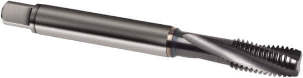 Guhring - M5x0.80 Metric 3 Flute 4HX Modified Bottoming Spiral Flute Tap - Powdered Metal, TiCN Finish, 70mm OAL, Right Hand Flute, Right Hand Thread, D3, Series 1061 - USA Tool & Supply