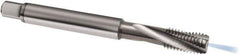 Guhring - M10x1.00 Metric Fine 3 Flute 6H Modified Bottoming Spiral Flute Tap - Solid Carbide, Bright Finish, 90mm OAL, Right Hand Flute, Right Hand Thread, D4/D5, Series 977 - USA Tool & Supply
