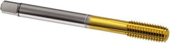 Guhring - M18x1.50 Metric Fine 6HX D10/D11 Thread Limit Modified Bottoming Thread Forming Tap - Cobalt, TiN Finish, 110mm OAL, Series 927 - USA Tool & Supply