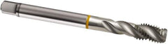 Guhring - 9/16-18 UNF 3 Flute 2B Modified Bottoming Spiral Flute Tap - Cobalt, Bright Finish, 100mm OAL, Right Hand Flute, Right Hand Thread, H4/H5, Series 911 - USA Tool & Supply
