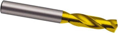Guhring - 4.4mm 140° Spiral Flute Solid Carbide Screw Machine Drill Bit - TiN Finish, Right Hand Cut, 24mm Flute Length, 58mm OAL, SU Point, Straight Shank - USA Tool & Supply