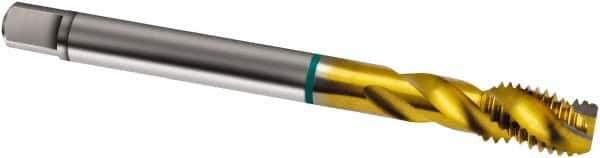 Guhring - #12-28 UNF 3 Flute 2B Modified Bottoming Spiral Flute Tap - Cobalt, TiN Finish, 80mm OAL, Right Hand Flute, Right Hand Thread, H3/H4, Series 1838 - Exact Industrial Supply