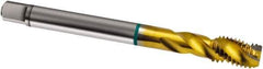 Guhring - 3/8-24 UNF 3 Flute 2B Modified Bottoming Spiral Flute Tap - Cobalt, TiN Finish, 90mm OAL, Right Hand Flute, Right Hand Thread, H3/H4, Series 1838 - Exact Industrial Supply