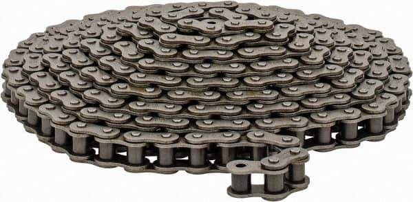 Browning - 1/2" Pitch, ANSI 40, Single Strand Roller Chain - Chain No. 40, 10 Ft. Long, 5/16" Roller Diam, 5/16" Roller Width - USA Tool & Supply