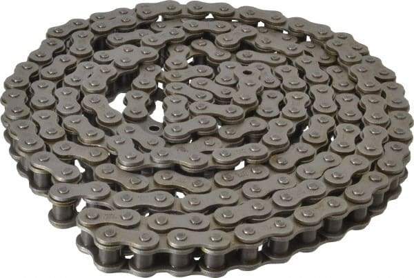 Browning - 5/8" Pitch, ANSI 50, Single Strand Roller Chain - Chain No. 50, 10 Ft. Long, 0.4" Roller Diam, 3/8" Roller Width - USA Tool & Supply