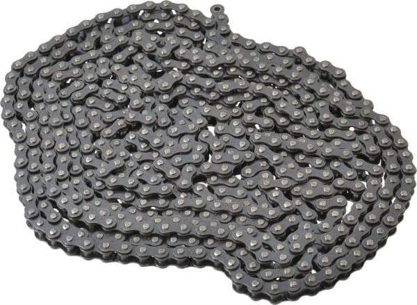 Browning - 1/4" Pitch, ANSI 25, Single Strand Roller Chain - Chain No. 25, 10 Ft. Long, 0.13" Roller Diam, 1/8" Roller Width - USA Tool & Supply