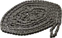 Browning - 1/4" Pitch, ANSI 25, Single Strand Roller Chain - Chain No. 25SS, 10 Ft. Long, 0.13" Roller Diam, 1/8" Roller Width - USA Tool & Supply