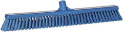 Vikan - 24" Combo Duty Polyester Push Broom - 2" Bristle Length, Plastic Block, European Threaded Handle Connection - USA Tool & Supply