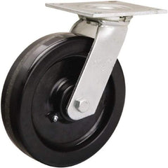 Hamilton - 8" Diam x 2" Wide x 9-1/2" OAH Top Plate Mount Swivel Caster - Phenolic, 900 Lb Capacity, Straight Roller Bearing, 5 x 5-1/2" Plate - USA Tool & Supply