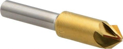 M.A. Ford - 3/8" Head Diam, 1/4" Shank Diam, 6 Flute 82° High Speed Steel Countersink - TiN Finish, 2" OAL - USA Tool & Supply