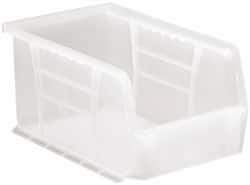 Quantum Storage - 20 Lb. Load Capacity, 9-1/4" Deep, Clear Polypropylene Hopper Stacking Bin - 5" High x 6" Wide x 9-1/4" Long - USA Tool & Supply