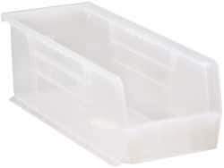 Quantum Storage - 50 Lb. Load Capacity, 14-3/4" Deep, Clear Polypropylene Hopper Stacking Bin - 5" High x 5-1/2" Wide x 14-3/4" Long - USA Tool & Supply