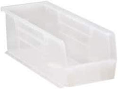 Quantum Storage - 50 Lb. Load Capacity, 14-3/4" Deep, Clear Polypropylene Hopper Stacking Bin - 5" High x 5-1/2" Wide x 14-3/4" Long - USA Tool & Supply