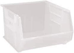 Quantum Storage - 75 Lb. Load Capacity, 18" Deep, Clear Polypropylene Hopper Stacking Bin - 11" High x 16-1/2" Wide x 18" Long - USA Tool & Supply