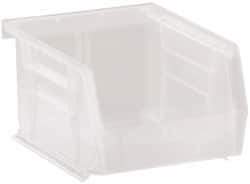 Quantum Storage - 10 Lb. Load Capacity, 5-3/8" Deep, Clear Polypropylene Hopper Stacking Bin - 3" High x 4-1/8" Wide x 5-3/8" Long - USA Tool & Supply