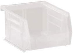 Quantum Storage - 10 Lb. Load Capacity, 5-3/8" Deep, Clear Polypropylene Hopper Stacking Bin - 3" High x 4-1/8" Wide x 5-3/8" Long - USA Tool & Supply