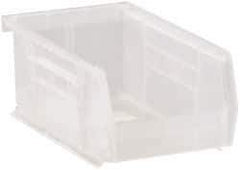 Quantum Storage - 10 Lb. Load Capacity, 7-3/8" Deep, Clear Polypropylene Hopper Stacking Bin - 3" High x 4-1/8" Wide x 7-3/8" Long - USA Tool & Supply