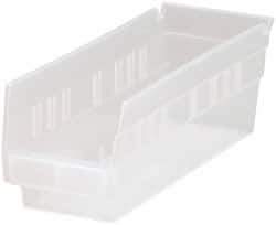 Quantum Storage - 30 Lb. Load Capacity, 11-5/8" Deep, Clear Polypropylene Hopper Shelf Bin - 4" High x 4-1/8" Wide x 11-5/8" Long - USA Tool & Supply