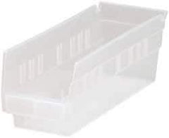 Quantum Storage - 30 Lb. Load Capacity, 11-5/8" Deep, Clear Polypropylene Hopper Shelf Bin - 4" High x 4-1/8" Wide x 11-5/8" Long - USA Tool & Supply