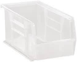 Quantum Storage - 30 Lb. Load Capacity, 10-7/8" Deep, Clear Polypropylene Hopper Stacking Bin - 5" High x 5-1/2" Wide x 10-7/8" Long - USA Tool & Supply