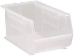 Quantum Storage - 60 Lb. Load Capacity, 14-3/4" Deep, Clear Polypropylene Hopper Stacking Bin - 7" High x 8-1/4" Wide x 14-3/4" Long - USA Tool & Supply