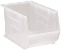 Quantum Storage - 60 Lb. Load Capacity, 13-5/8" Deep, Clear Polypropylene Hopper Stacking Bin - 8" High x 8-1/4" Wide x 13-5/8" Long - USA Tool & Supply