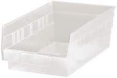 Quantum Storage - 30 Lb. Load Capacity, 11-5/8" Deep, Clear Polypropylene Hopper Shelf Bin - 4" High x 6-5/8" Wide x 11-5/8" Long - USA Tool & Supply