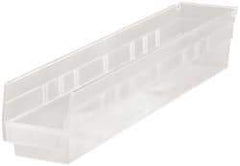 Quantum Storage - 50 Lb. Load Capacity, 23-5/8" Deep, Clear Polypropylene Hopper Shelf Bin - 4" High x 4-1/8" Wide x 23-5/8" Long - USA Tool & Supply