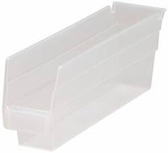 Quantum Storage - 30 Lb. Load Capacity, 11-5/8" Deep, Clear Polypropylene Hopper Shelf Bin - 4" High x 2-3/4" Wide x 11-5/8" Long - USA Tool & Supply