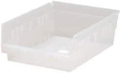 Quantum Storage - 30 Lb. Load Capacity, 11-5/8" Deep, Clear Polypropylene Hopper Shelf Bin - 4" High x 8-3/8" Wide x 11-5/8" Long - USA Tool & Supply