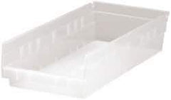 Quantum Storage - 40 Lb. Load Capacity, 17-7/8" Deep, Clear Polypropylene Hopper Shelf Bin - 4" High x 8-3/8" Wide x 17-7/8" Long - USA Tool & Supply