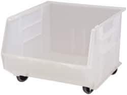 Quantum Storage - 100 Lb. Load Capacity, 18" Deep, Clear Polypropylene Hopper Stacking Bin - 11" High x 16-1/2" Wide x 18" Long - USA Tool & Supply