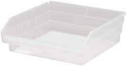 Quantum Storage - 30 Lb. Load Capacity, 11-5/8" Deep, Clear Polypropylene Hopper Shelf Bin - 4" High x 11-1/8" Wide x 11-5/8" Long - USA Tool & Supply