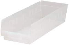 Quantum Storage - 40 Lb. Load Capacity, 17-7/8" Deep, Clear Polypropylene Hopper Shelf Bin - 4" High x 6-5/8" Wide x 17-7/8" Long - USA Tool & Supply