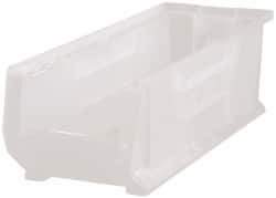 Quantum Storage - 125 Lb. Load Capacity, 23-7/8" Deep, Clear Polypropylene Hopper Stacking Bin - 7" High x 8-1/4" Wide x 23-7/8" Long - USA Tool & Supply