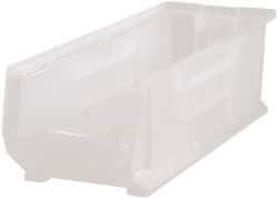 Quantum Storage - 125 Lb. Load Capacity, 23-7/8" Deep, Clear Polypropylene Hopper Stacking Bin - 9" High x 8-1/4" Wide x 23-7/8" Long - USA Tool & Supply