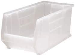 Quantum Storage - 125 Lb. Load Capacity, 23-7/8" Deep, Clear Polypropylene Hopper Stacking Bin - 10" High x 11" Wide x 23-7/8" Long - USA Tool & Supply
