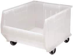 Quantum Storage - 125 Lb. Load Capacity, 23-7/8" Deep, Clear Polypropylene Hopper Stacking Bin - 12" High x 18-1/4" Wide x 23-7/8" Long - USA Tool & Supply